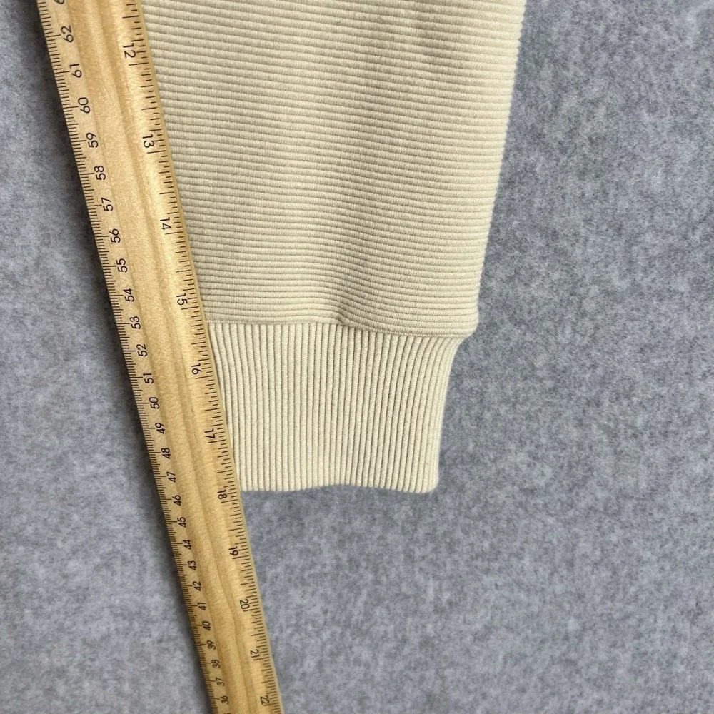 Varley Ivory Manning Ribbed Knit Side Zip Crewneck Sweatshirt Size Small - Picture 10 of 12